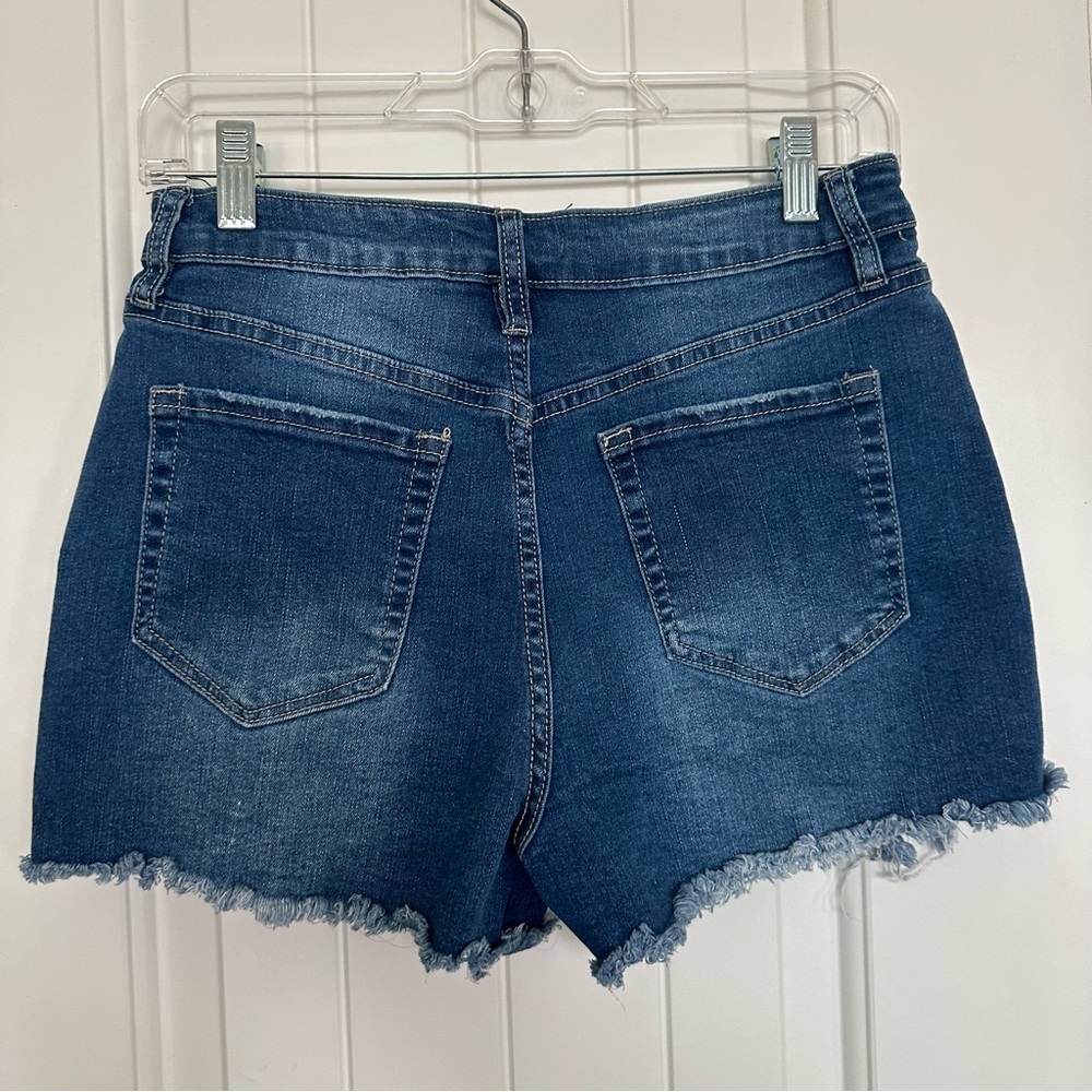 Women’s Blue Distressed Jean Shorts - Picture 4 of 9